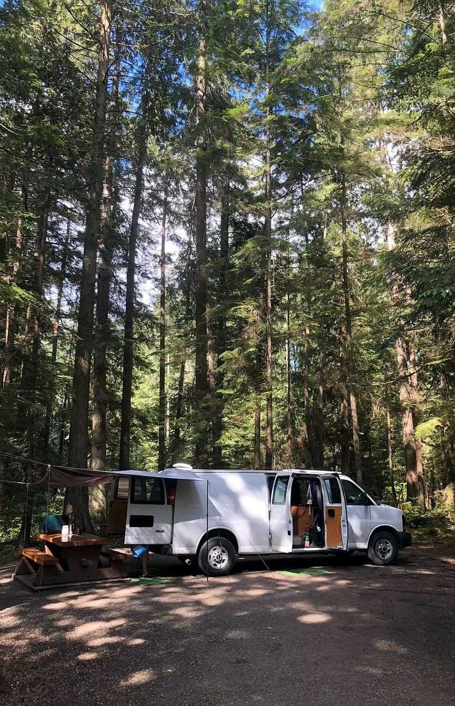 Johnny Savana parked at a campsite
